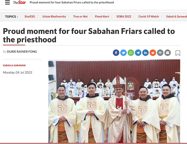 Proud moment for four Sabahan Friars called to the priesthood – The Star Newspaper