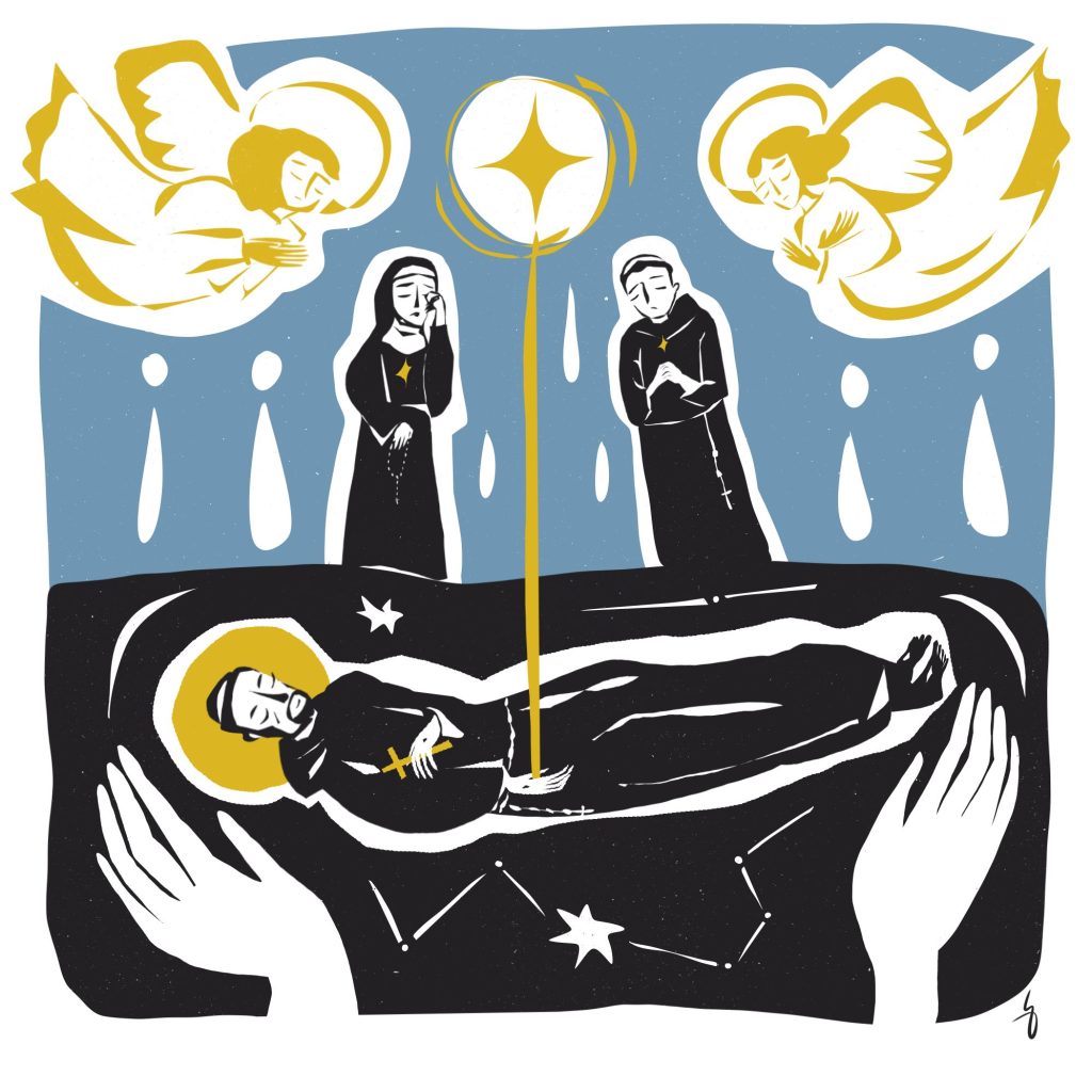Artwork depicting the passing of St Francis of Assisi.